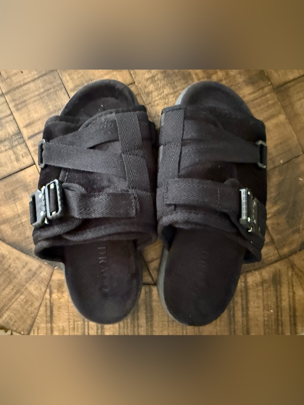 Men's Black Slip-On Buckle Draco Slides